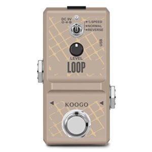 Koogo Loop Station Looper Effects Pedal Unlimited Overdubs 10 Minutes of Looping, 1/2 time, and Reverse USB Port 3Mode Mini Size True Bypass