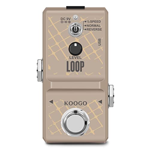 Koogo Loop Station Looper Effects Pedal Unlimited Overdubs 10 Minutes of Looping, 1/2 time, and Reverse USB Port 3Mode Mini Size True Bypass