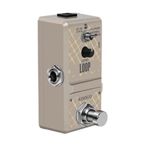 Koogo Loop Station Looper Effects Pedal Unlimited Overdubs 10 Minutes of Looping, 1/2 time, and Reverse USB Port 3Mode Mini Size True Bypass