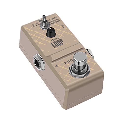 Koogo Loop Station Looper Effects Pedal Unlimited Overdubs 10 Minutes of Looping, 1/2 time, and Reverse USB Port 3Mode Mini Size True Bypass