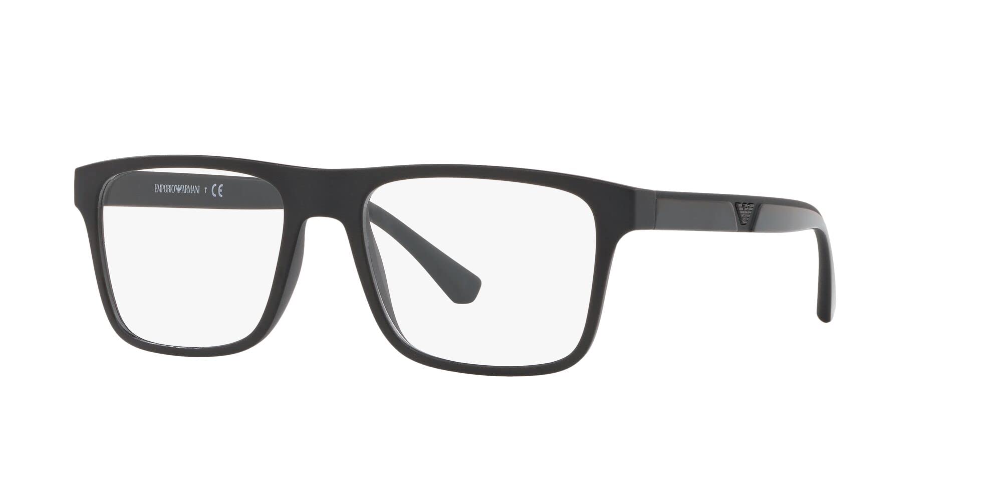 Emporio Armani Men's EA4115F Low Bridge Fit Prescription Eyewear Frames with Two Interchangeable Sun Clip-Ons Rectangular, Matte Black/Clear/Light Grey/Dark Grey, 54 mm