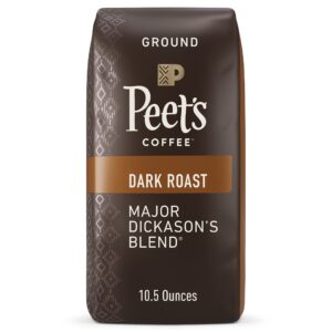 peet's major dickason's blend ground dark roast coffee, 10.5 oz bag