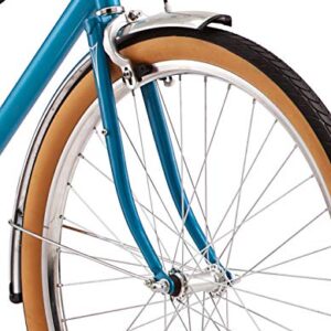 Schwinn Twinn Classic Tandem Adult Beach Cruiser Bike, Double Seater, Low Step Steel Frame, 7-Speed, 650c Urban Tires, Alloy Caliper Brakes, Medium Frame, Blue