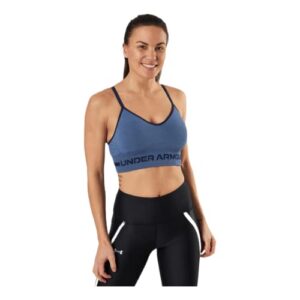 under armour seamless low long heather bra, mineral blue (470)/midnight navy, x-small