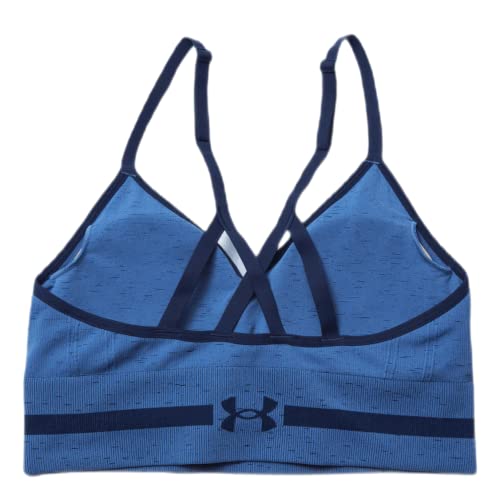 Under Armour Seamless Low Long Heather Bra, Mineral Blue (470)/Midnight Navy, X-Small