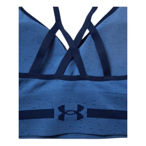 Under Armour Seamless Low Long Heather Bra, Mineral Blue (470)/Midnight Navy, X-Small