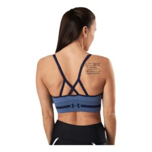 Under Armour Seamless Low Long Heather Bra, Mineral Blue (470)/Midnight Navy, X-Small