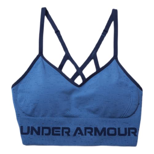 Under Armour Seamless Low Long Heather Bra, Mineral Blue (470)/Midnight Navy, X-Small