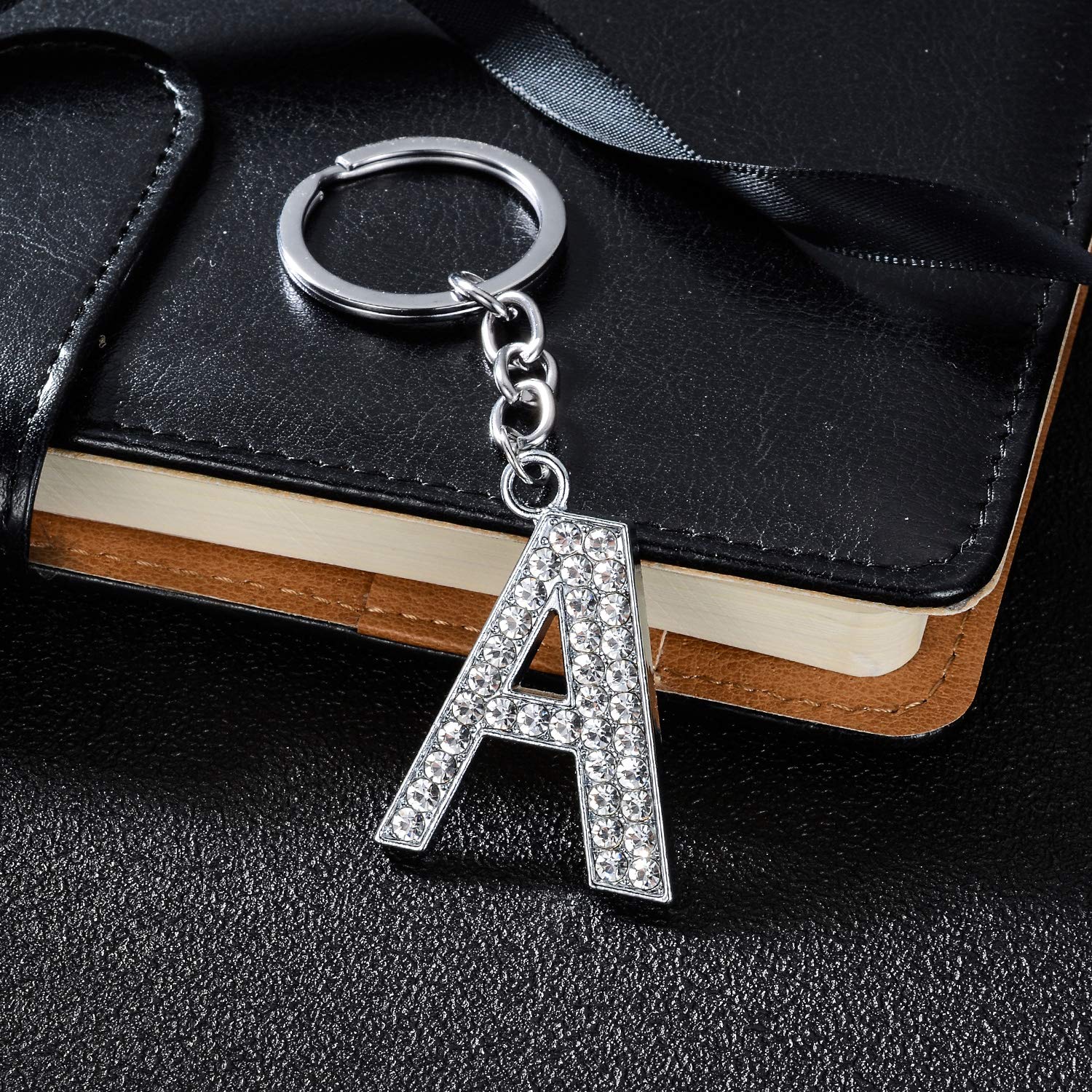 BESPMOSP A-Z Initials Letter Keychain Best Friend Gift Keychains for Women Shiny Crystal Keyring Birthday Gifts (A)