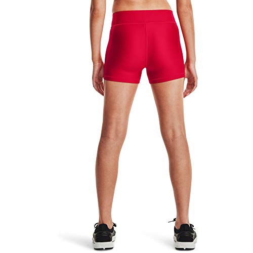 Under Armour Womens HeatGear Armour Mid Rise Shorty , Red (600)/Black , X-Large