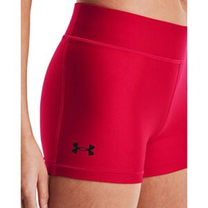 Under Armour Womens HeatGear Armour Mid Rise Shorty , Red (600)/Black , X-Large