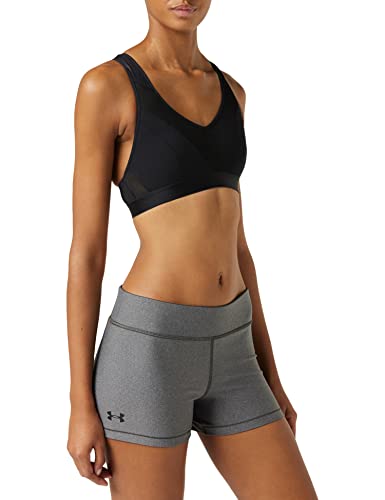 Under Armour Womens HeatGear Armour Mid Rise Shorty , Charcoal Light Heather (019)/Black , Medium