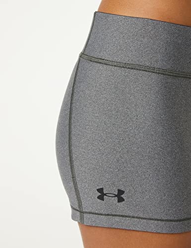 Under Armour Womens HeatGear Armour Mid Rise Shorty , Charcoal Light Heather (019)/Black , Medium