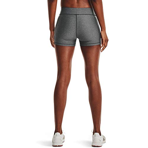 Under Armour Womens HeatGear Armour Mid Rise Shorty , Charcoal Light Heather (019)/Black , Medium