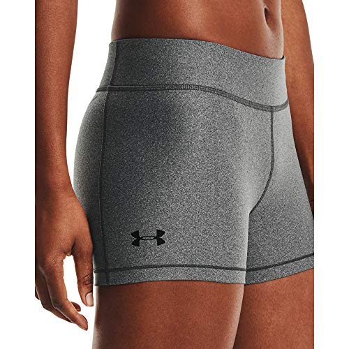 Under Armour Womens HeatGear Armour Mid Rise Shorty , Charcoal Light Heather (019)/Black , Medium