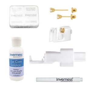 inverness home ear piercing kit with 3 mm cubic zirconia stud earrings in 14k yellow gold