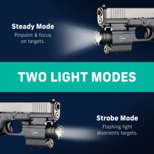 DefendTek Gun Flashlights - Rechargeable, Rail-Mounted Flashlight and Green Laser Light Combo for Shotgun, Pistol and Handgun - Gun Accessories & Weapons - DT-M3