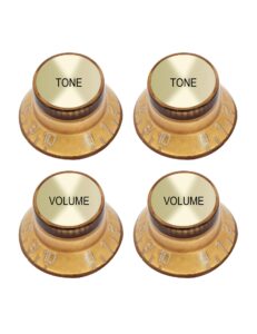 metallor electric guitar top hat knobs speed control knobs 2 volume 2 tone compatible with les paul lp electric guitar parts replacement (gold)