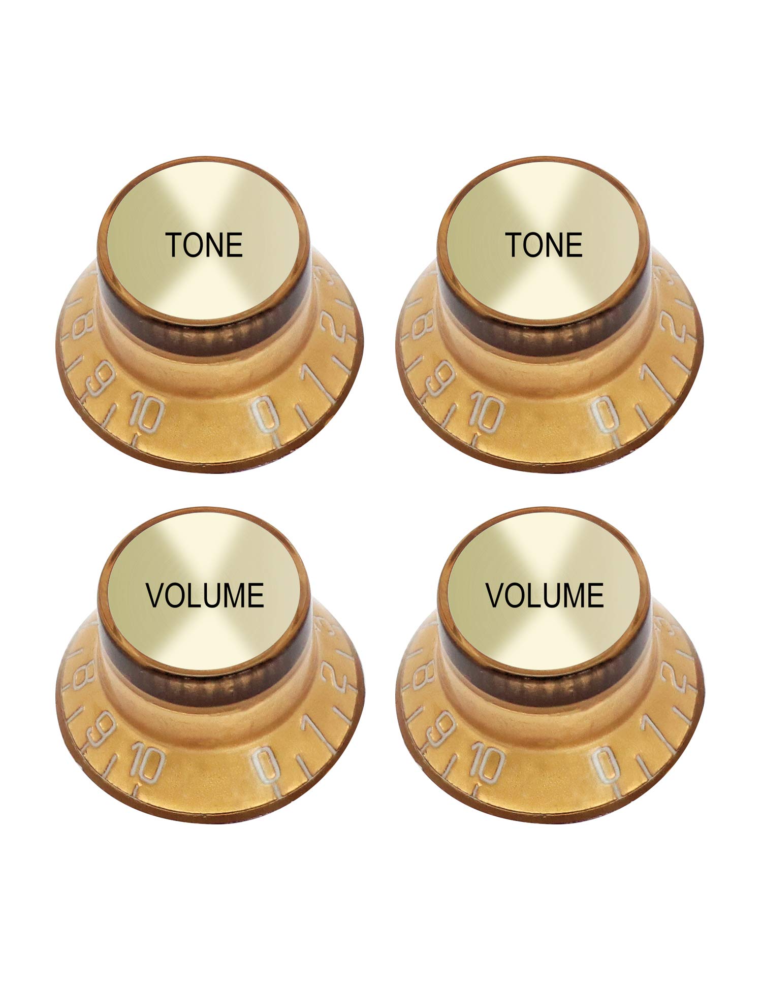 Metallor Electric Guitar Top Hat Knobs Speed Control Knobs 2 Volume 2 Tone Compatible with Les Paul LP Electric Guitar Parts Replacement (Gold)