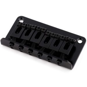 Metallor Top Load Guitar Bridge Tailpiece Fixed Hardtail Saddle Bridge Compatible with 6 String Fender Strat Tele Style Electric Guitar Parts Black.