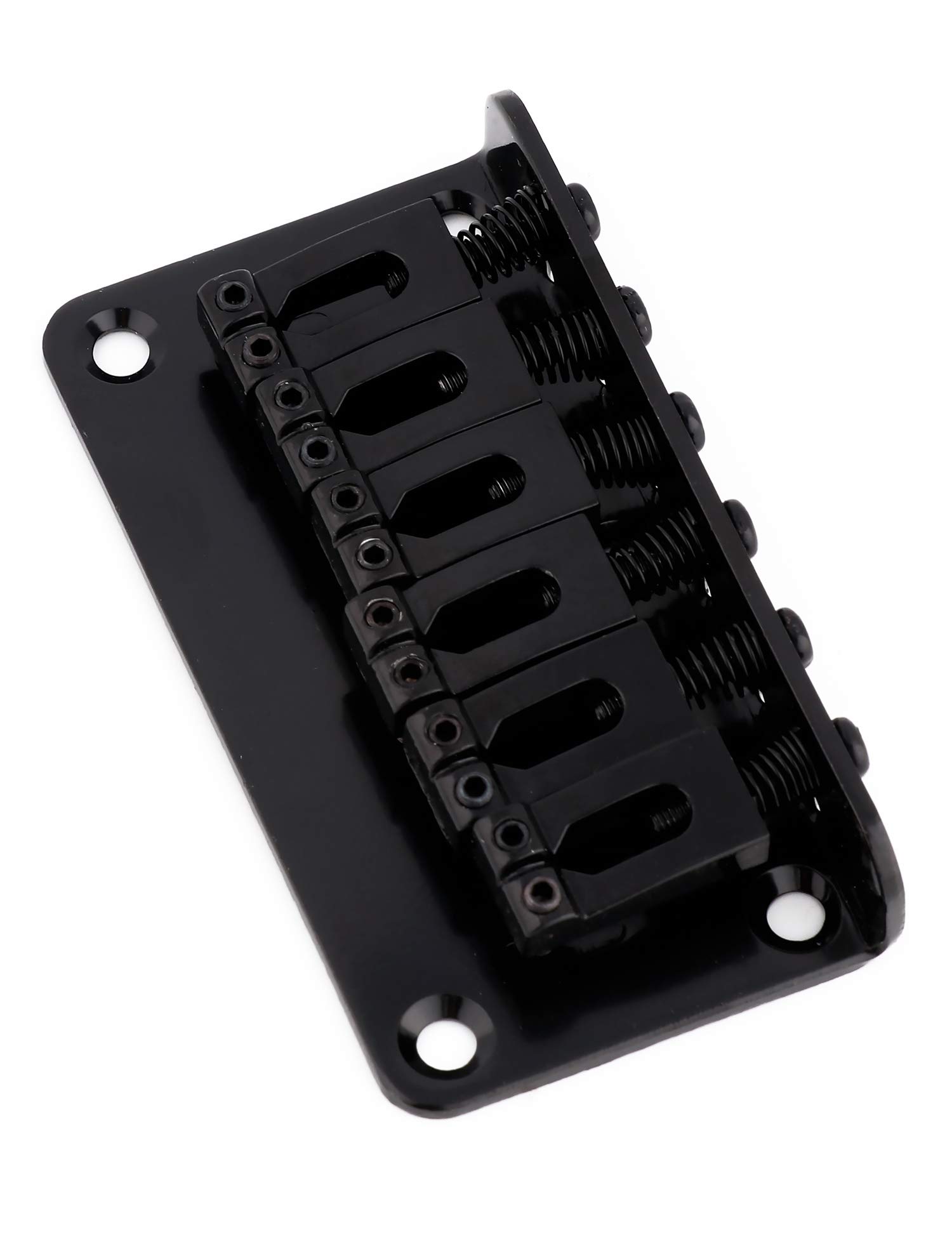 Metallor Top Load Guitar Bridge Tailpiece Fixed Hardtail Saddle Bridge Compatible with 6 String Fender Strat Tele Style Electric Guitar Parts Black.