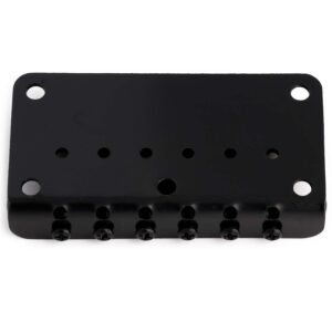 Metallor Top Load Guitar Bridge Tailpiece Fixed Hardtail Saddle Bridge Compatible with 6 String Fender Strat Tele Style Electric Guitar Parts Black.