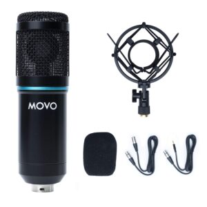 Movo PC-M6 Universal Cardioid Condenser Microphone with XLR and 3.5mm, Shock Mount, and Windscreen - Perfect for Podcasting, Live-Streaming, Gaming, Remote Work