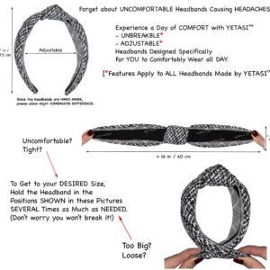 YETASI Black Knotted Headband for Women with Hints of White Threading is Unique. Tweed White Black Headbands for Women Top Knot