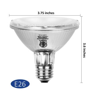 EdisonPar PAR30 Short Neck Halogen Bulb 6 Pack, PAR30S Eco-Par 75W Eqv., 2900K Warm White, 25° Flood Light Dimmable, E26 Medium Base, CRI100 120V Indoor Outdoor