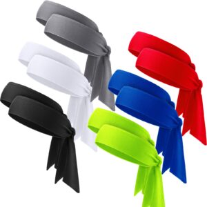 12 pieces unisex sport headbands for tennis, basketball, running, karate, athletics (black, red, dark gray, white, royal blue, fluorescent yellow)