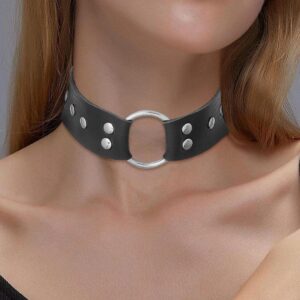 Sethain Punk Leather Choker Necklace Black Gothic Wide Leathers Chokers Collar Necklaces Halloween Jewelry Accessories for Women (Black)