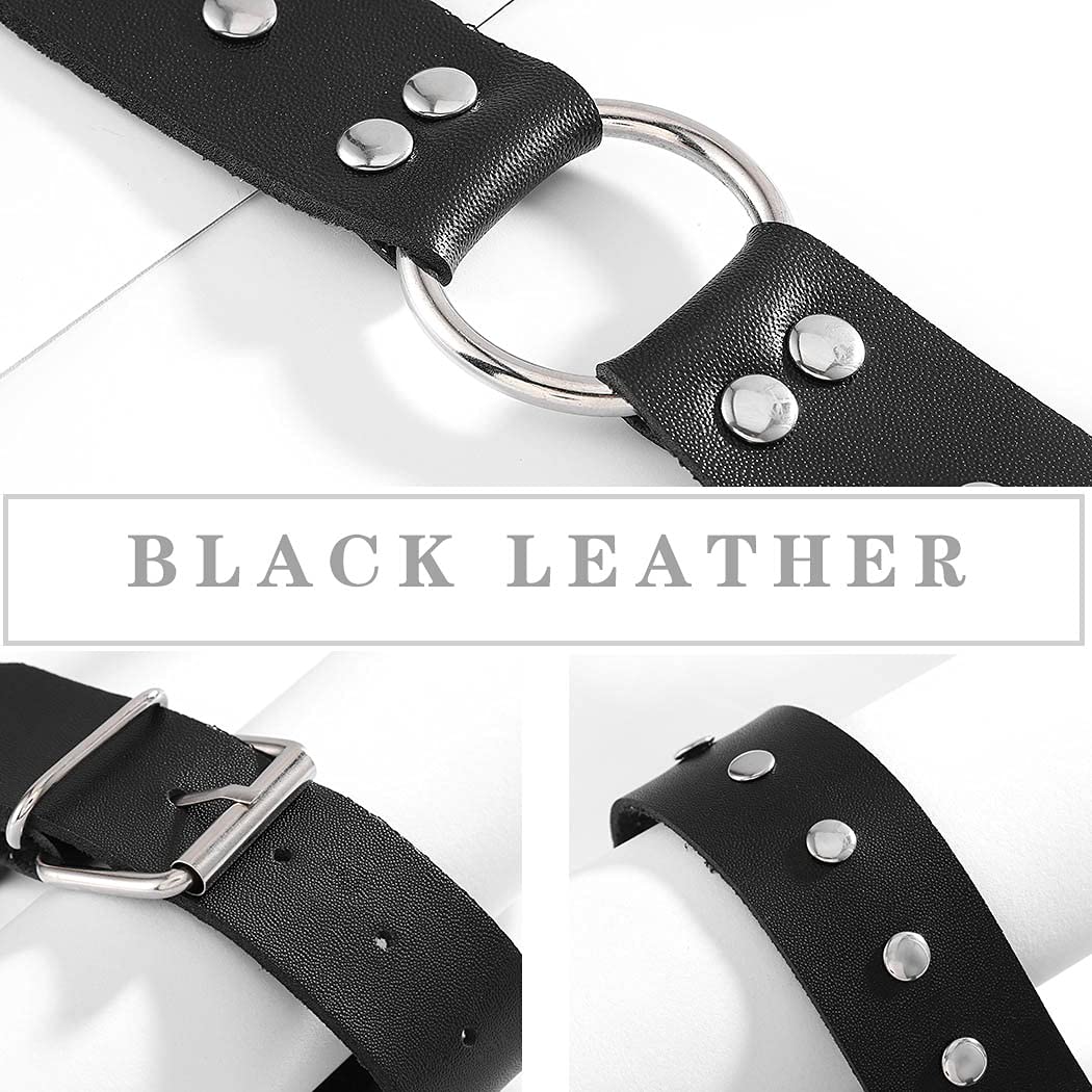 Sethain Punk Leather Choker Necklace Black Gothic Wide Leathers Chokers Collar Necklaces Halloween Jewelry Accessories for Women (Black)