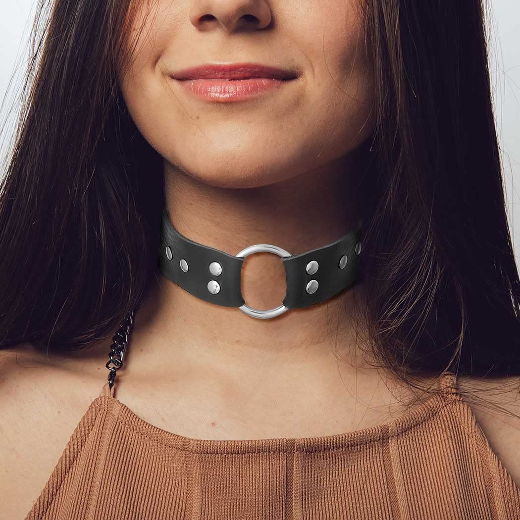 Sethain Punk Leather Choker Necklace Black Gothic Wide Leathers Chokers Collar Necklaces Halloween Jewelry Accessories for Women (Black)