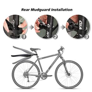 TAGVO Bike Fender Set, 3 Parts-Universal Full Cover Thicken Widen Bicycle Mudguard Set Mountain Bike Front and Rear Mud Guard Portable Adjustable Bike Fender Mudflap for MTB Mountain Road Bike