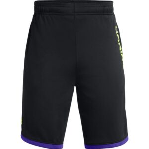 under armour boys stunt 3.0 printed shorts , black (002)/pink shock , youth x-small