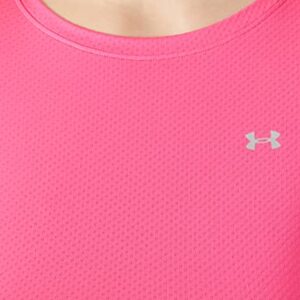 Under Armour Womens HeatGear Armour Short-Sleeve T-Shirt , Beta Tint (658)/Metallic Silver , Large