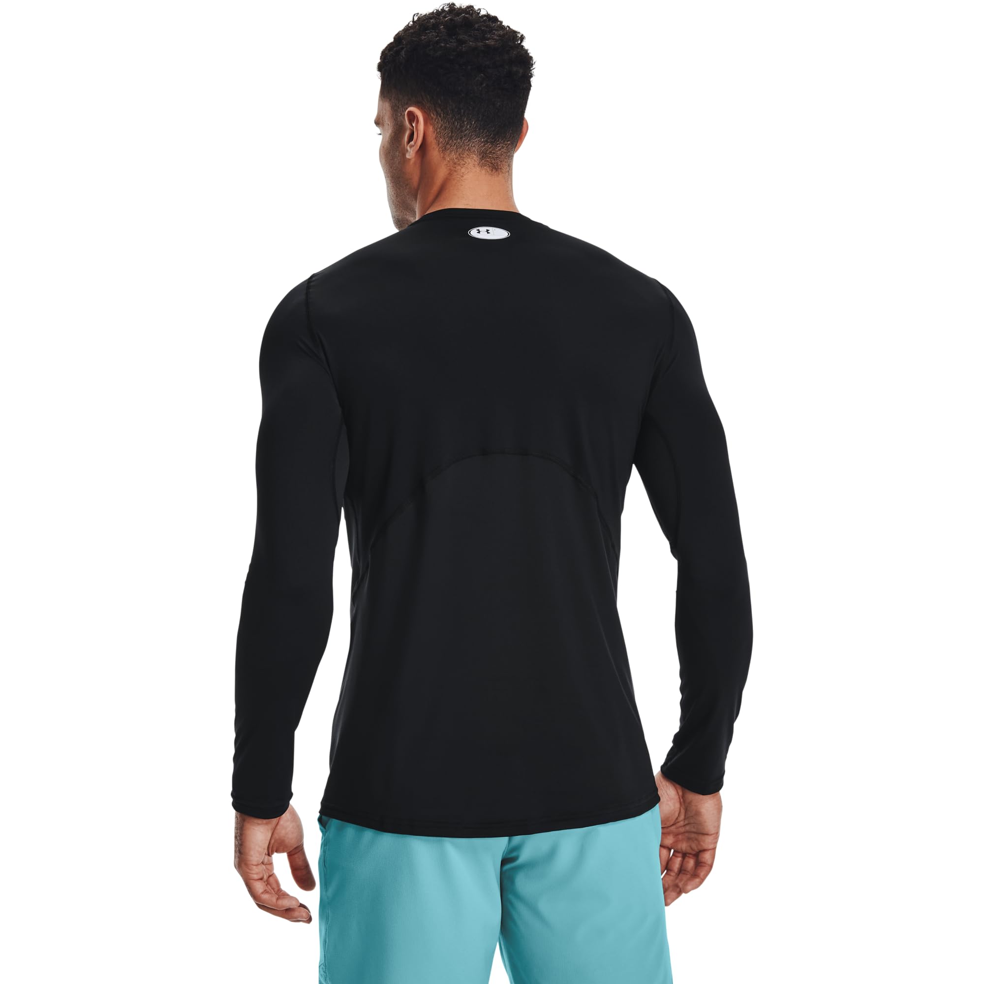 Under Armour Men's Armour HeatGear Fitted Long-Sleeve T-Shirt , Black (001)/White , Large