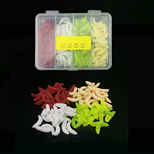 OriGlam 100pcs Fresh Water Fishing Bait, Soft Plastic Worms, Bass Fishing Worms, Soft Bait Shad Fishing Lures, Worm Baits