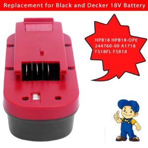 2 Packs 3.6Ah Ni-Mh HPB18 18 Volt Battery Compatible with Black and Decker 18V Battery HPB18-OPE A1718 244760-00 Firestorm FSB18 FS18FL FS180BX FS18BX Cordless Power Tools Batteries