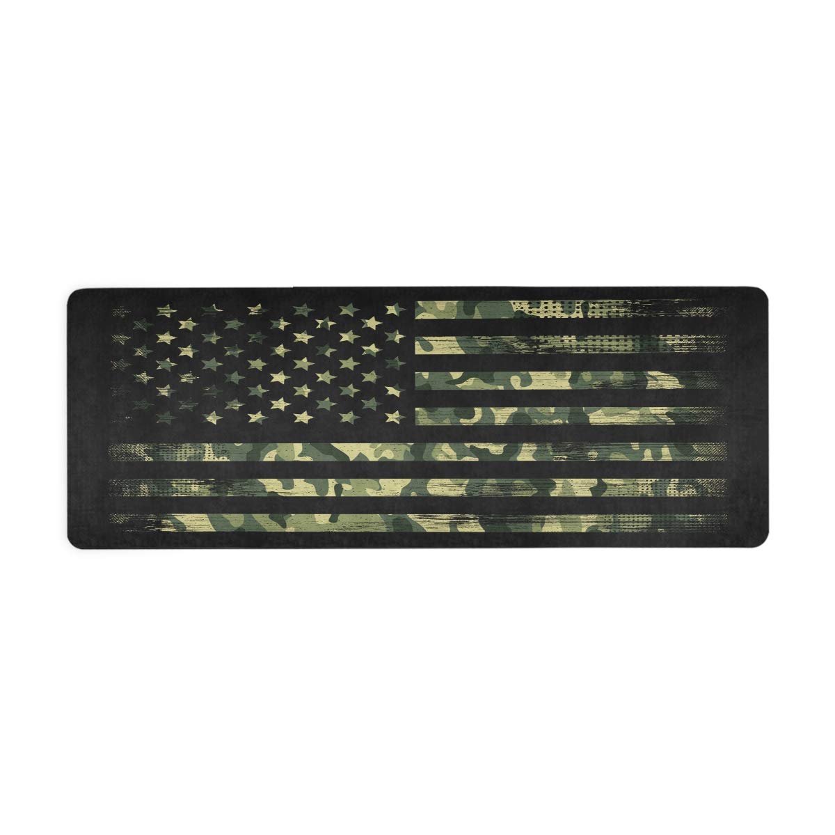 Baofu Camo American Flag Non Slip Yoga Mat Exercise Fitness Eco Friendly Hot Mat Long TPE Foldable Natural Non-Toxic Pilates Mat with Carrying Bag 71"x26"