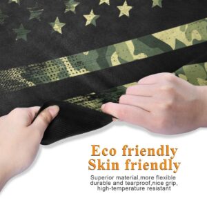 Baofu Camo American Flag Non Slip Yoga Mat Exercise Fitness Eco Friendly Hot Mat Long TPE Foldable Natural Non-Toxic Pilates Mat with Carrying Bag 71"x26"