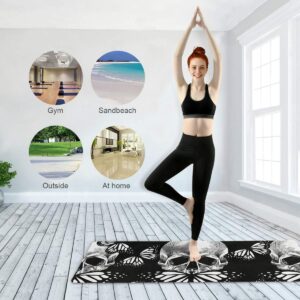 Baofu Non Slip Yoga Mat Skull Exercise Fitness Eco Friendly Hot Mat Long TPE Foldable Natural Non-Toxic Pilates Mat with Carrying Bag 71"x26"