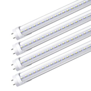 LightingWill LED T8 Light Tube 2FT, Daylight White 5000K, Dual-End Powered Ballast Bypass, 1000Lumens 10W (24W Equivalent Fluorescent Replacement), Clear Cover, AC85-265V Lighting Tube Fixture, 4 Pack