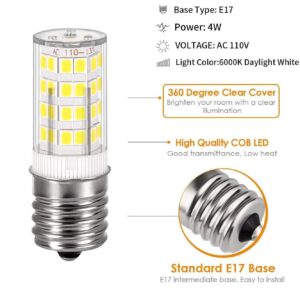 SZHZBZW E17 Led Bulb Kei 125V 40W Equivalent Microwave Oven Light Appliance Bulbs Non-Dimmable Daylight White 6000K 2 Pack