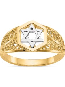 14k two-tone polished star of david ring - jewelry by sweet pea