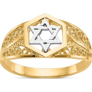 14K Two-Tone Polished Star Of David Ring - Jewelry By Sweet Pea