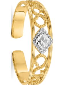 14k yellow & rhodium diamond-cut toe ring - jewelry by sweet pea