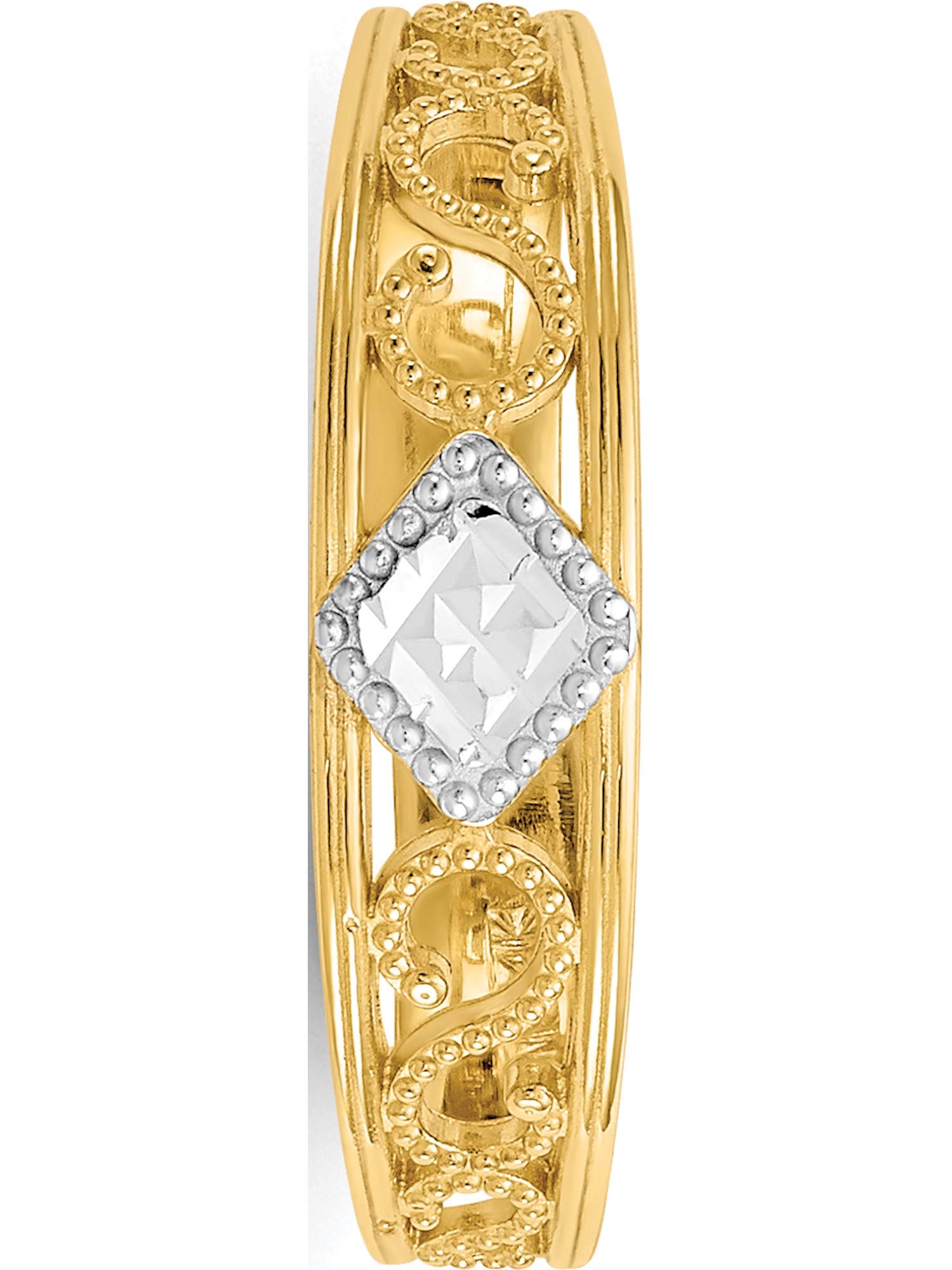 14K Yellow & Rhodium Diamond-Cut Toe Ring - Jewelry By Sweet Pea