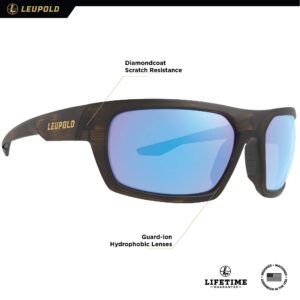 Leupold Packout Performance Eyewear with Matte Tortoise Frames and Blue Mirror Polarized Lenses