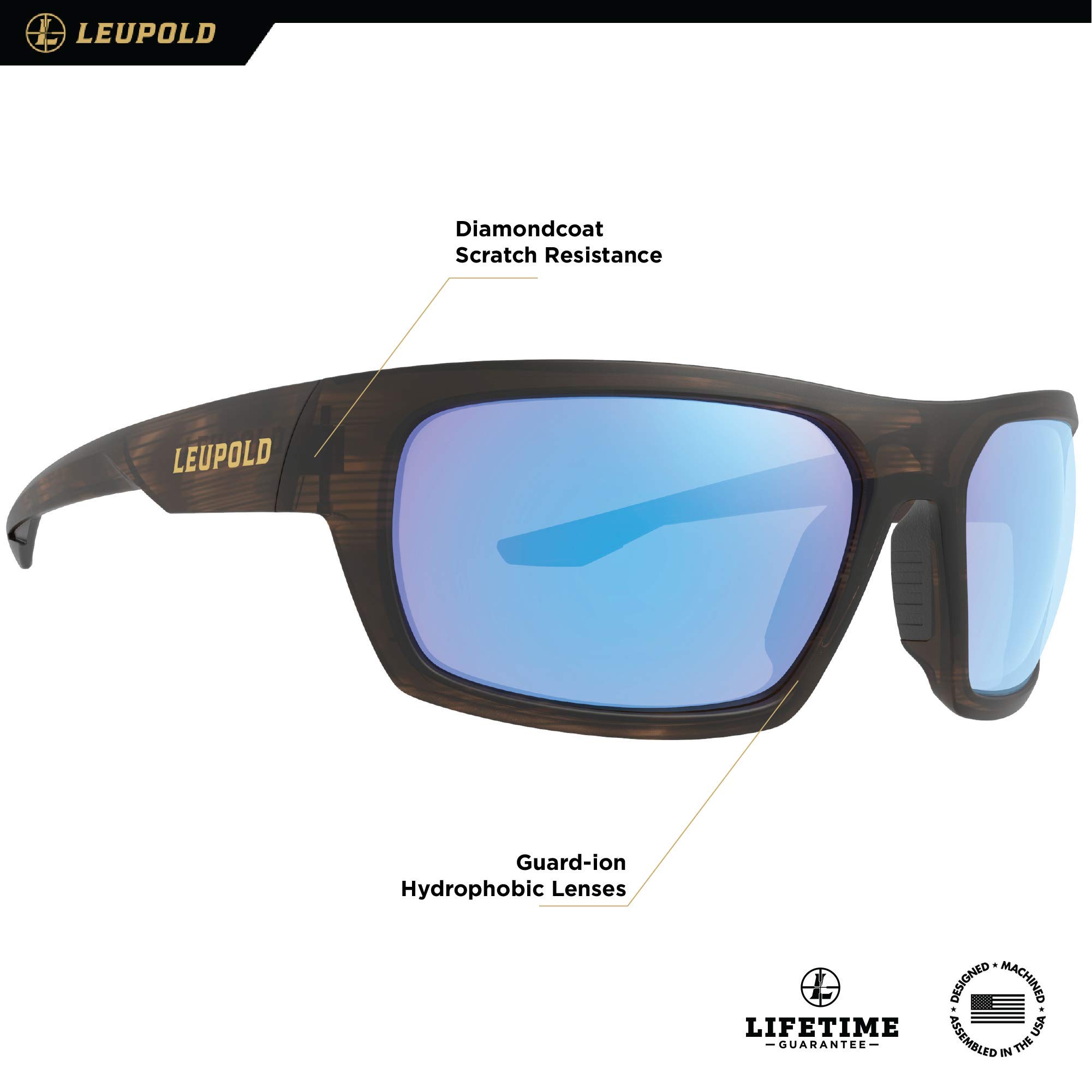 Leupold Packout Performance Eyewear with Matte Tortoise Frames and Blue Mirror Polarized Lenses